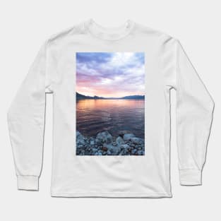 Colorful Summer Sunset View of Okanagan Lake Long Sleeve T-Shirt